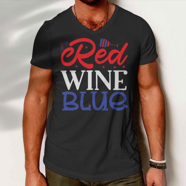 Red Wine Blue 4Th Of July Wine Red White Blue Wine Glasses V2 Men V-Neck Tshirt