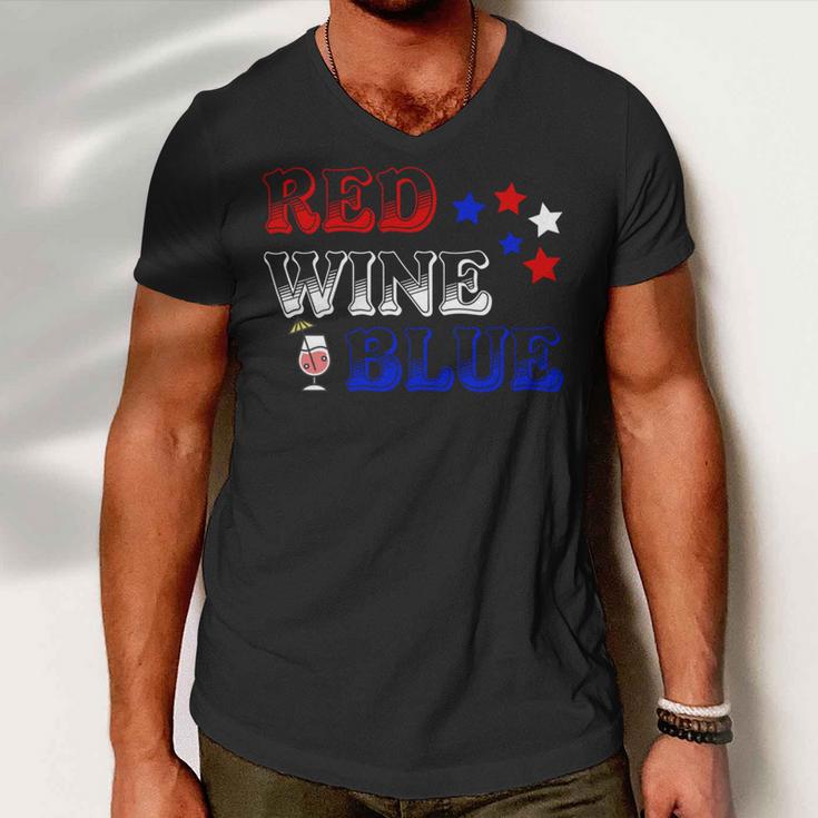 Red Wine Blue 4Th Of July Wine Red White Blue Wine Glasses V3 Men V-Neck Tshirt