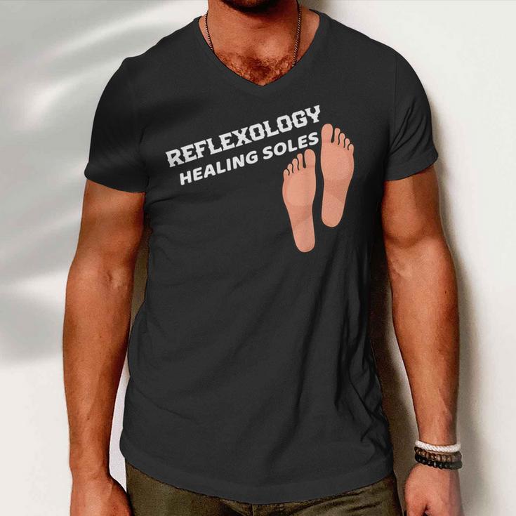 Reflexology Massage Therapist Reflexology Healing Soles Men V-Neck Tshirt