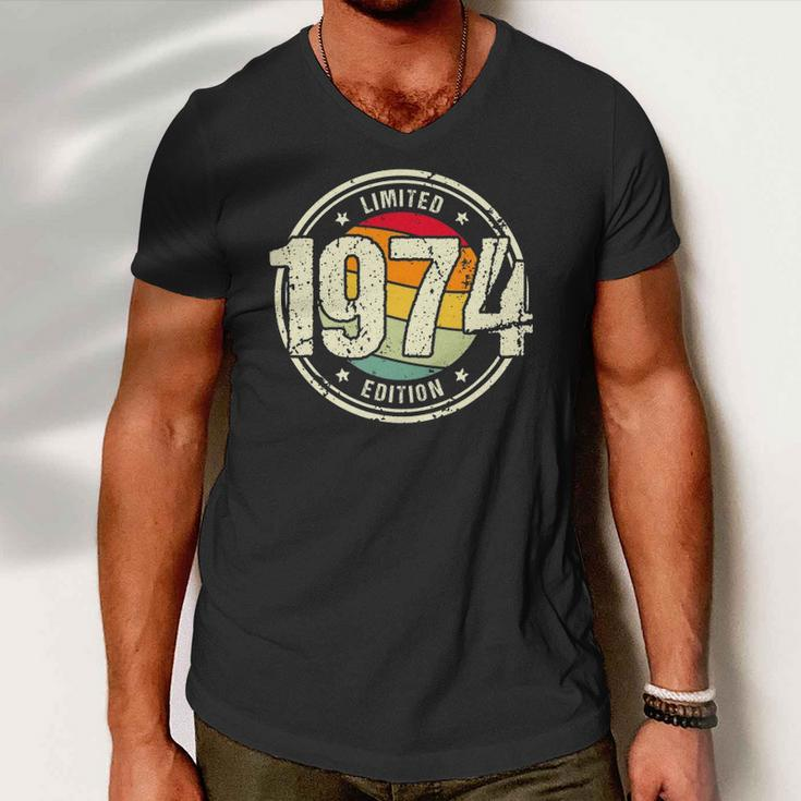 Retro 48 Years Old Vintage 1974 Limited Edition 48Th Birthday Men V-Neck Tshirt