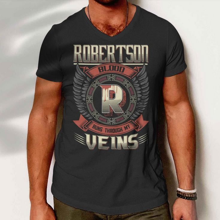 Robertson Blood Run Through My Veins Name Men V-Neck Tshirt