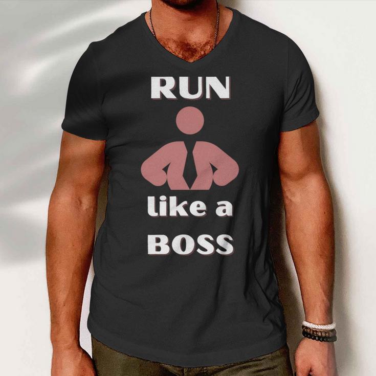 Run Like A Boss Funny Quote Men V-Neck Tshirt