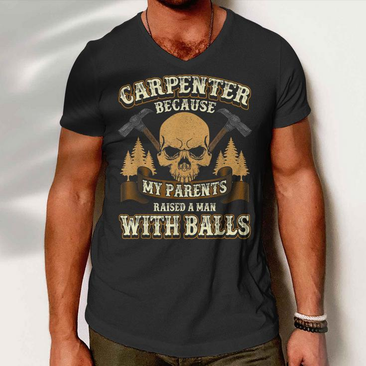 Sarcastic Carpenter Funny Woodworker Skull And Hammers Men V-Neck Tshirt