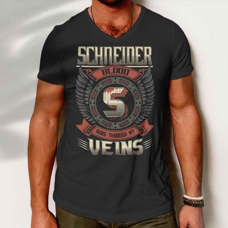 Schneider Blood Run Through My Veins Name V5 Men V-Neck Tshirt