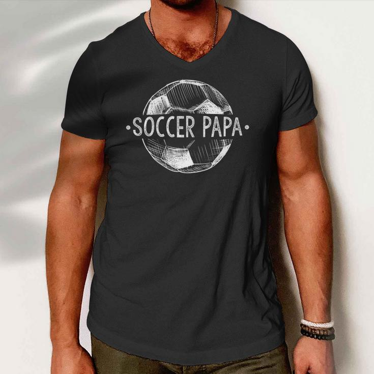 Soccer Papa Family Matching Team Player Gift Sport Lover Dad Men V-Neck Tshirt