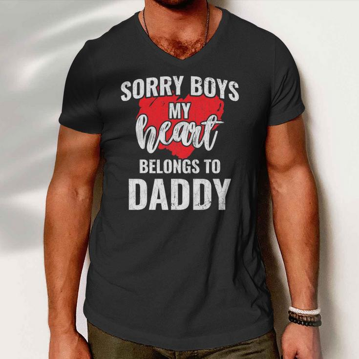 Sorry Boys My Heart Belongs To Daddy Kids Valentines Gift Men V-Neck Tshirt