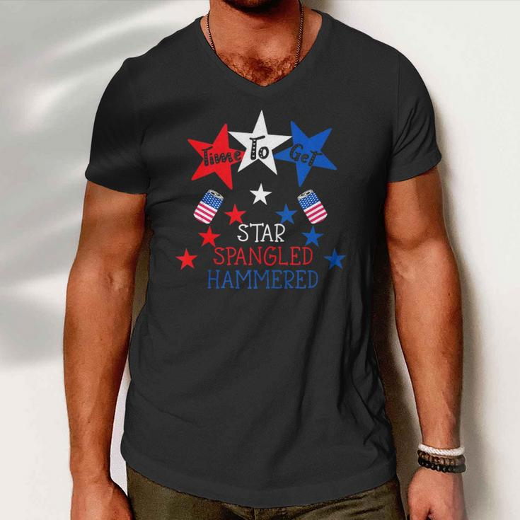 Time To Get Star Spangled Hammered 4Th Of July Drinking Gift Men V-Neck Tshirt