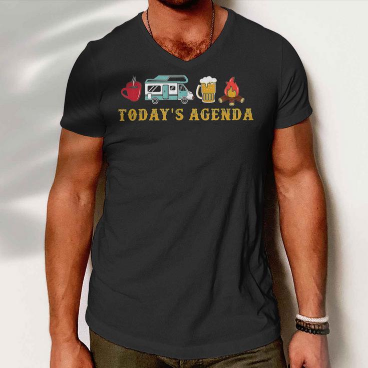 Today’S Agenda Camping Men V-Neck Tshirt