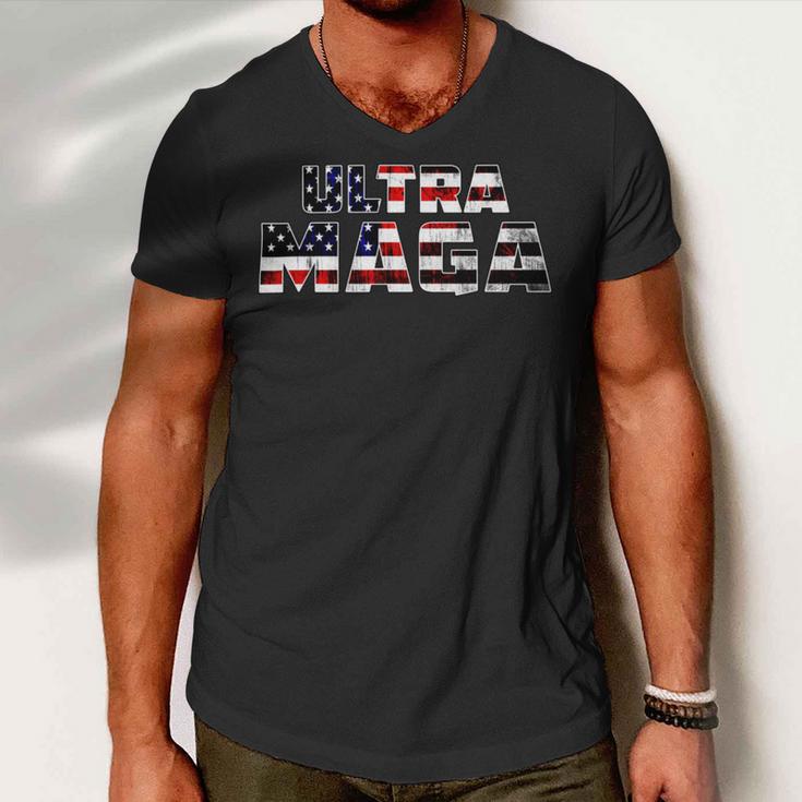 Ultra Maga King Trump Biden 2024 Great Men V-Neck Tshirt