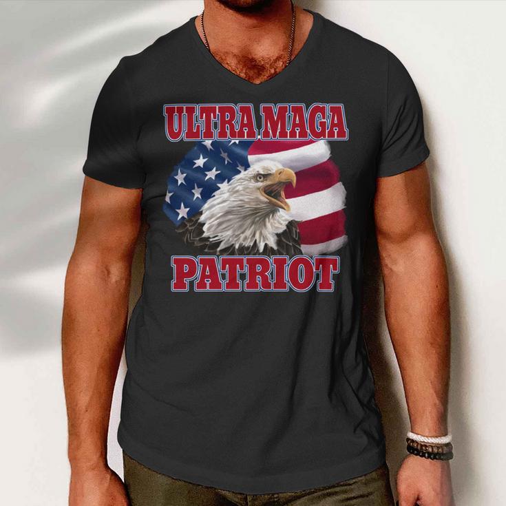 Ultra Maga Patriot American Eagle Us Flag Men V-Neck Tshirt