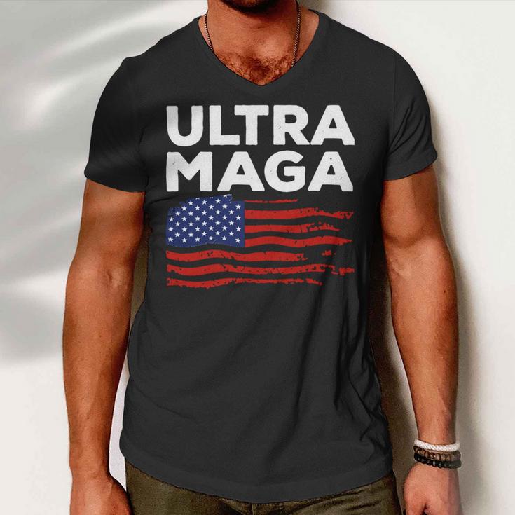 Ultra Maga Proud American Distressed Flag Patriotic Gift Men V-Neck Tshirt