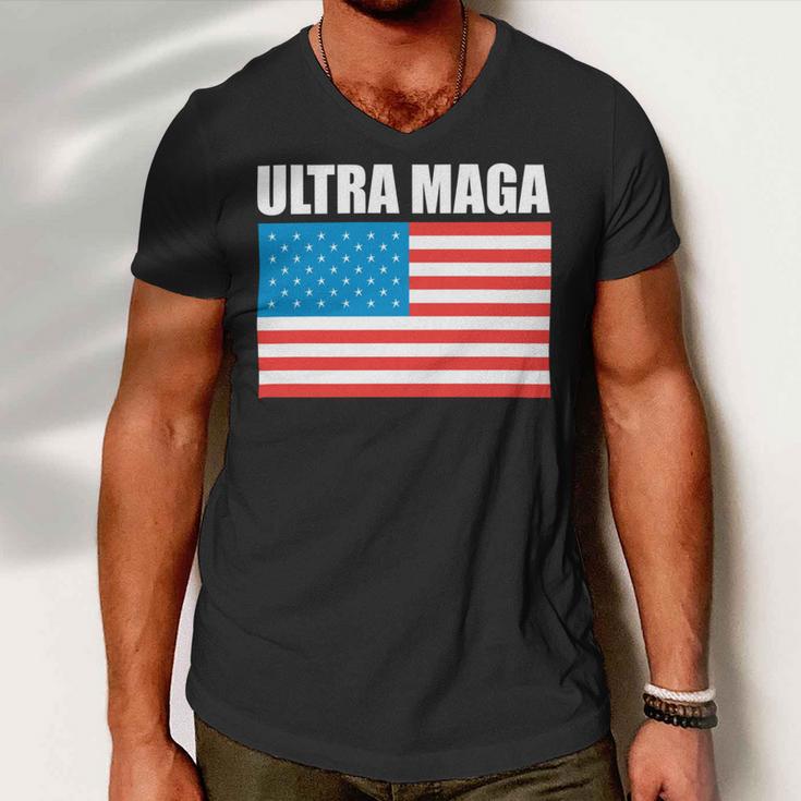 Ultra Maga Us Flag Men V-Neck Tshirt