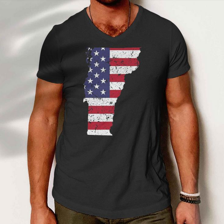 Vermont Map State American Flag 4Th Of July Pride Tee Men V-Neck Tshirt