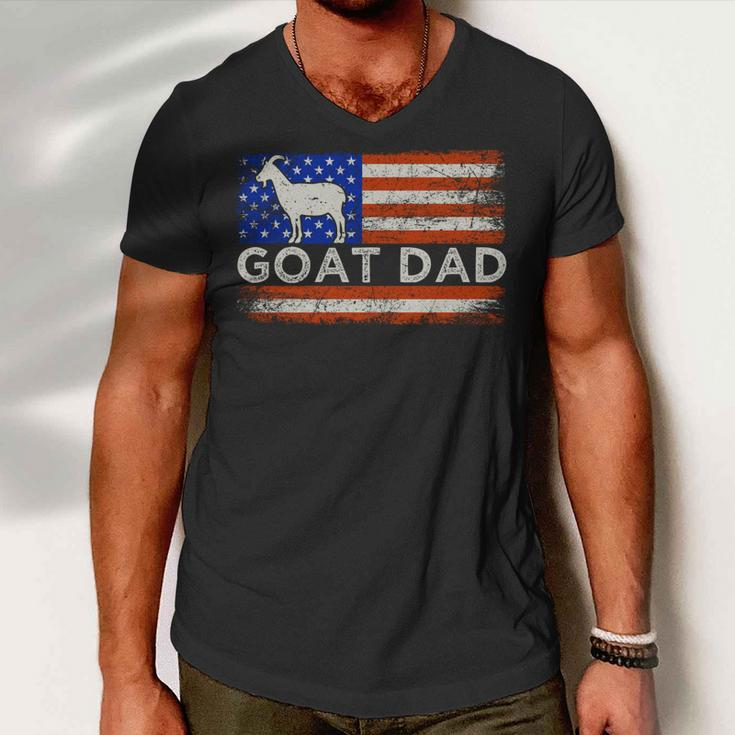 Vintage American Flag Goat Animal Lover Goat Dad 4Th Of July Men V-Neck Tshirt