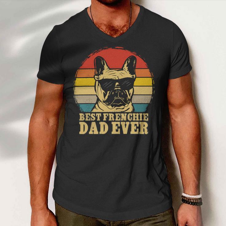 Vintage Best Frenchie Dad Ever Fathers Day 90 Shirt Men V-Neck Tshirt