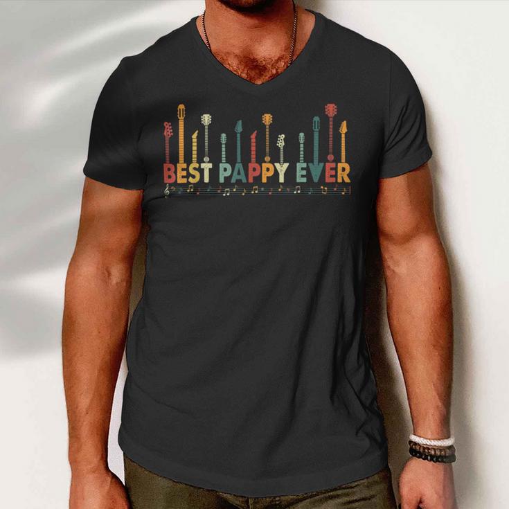 Vintage Best Pappy Ever Daddy Guitar Fathers Day Retro 303 Trending Shirt Men V-Neck Tshirt