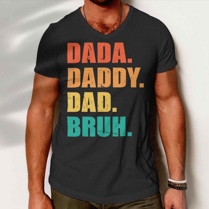 Vintage Retro Fathers Day Outfit Dada Daddy Dad Bruh 8 Shirt Men V-Neck Tshirt