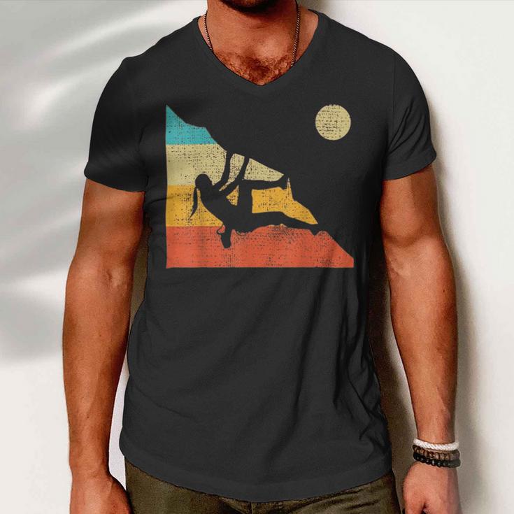 Vintage Retro Rock Climber 178 Shirt Men V-Neck Tshirt