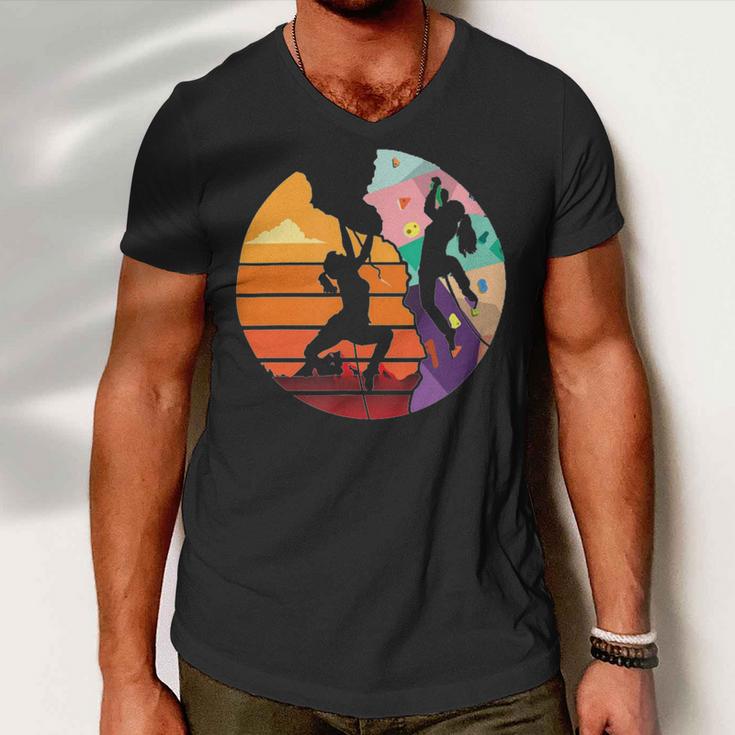 Vintage Retro Rock Climber 179 Shirt Men V-Neck Tshirt