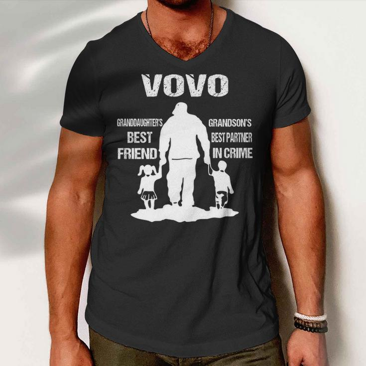 Vovo Grandpa Gift Vovo Best Friend Best Partner In Crime Men V-Neck Tshirt