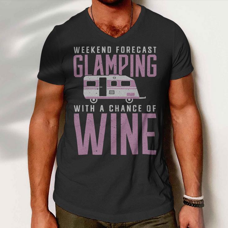 Weekend Forecast Camping With A Chance 18 Shirt Men V-Neck Tshirt