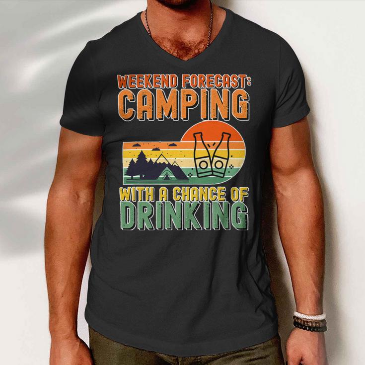 Weekend Forecast Camping With A Chance 19 Shirt Men V-Neck Tshirt