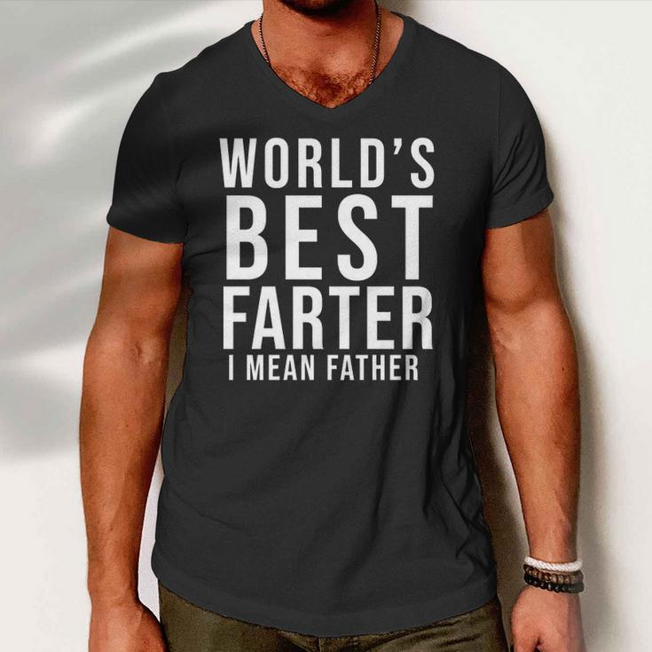 Worlds Best Farter I Mean Father Funny Fathers Day Husband Fathers Day Gif Men V-Neck Tshirt