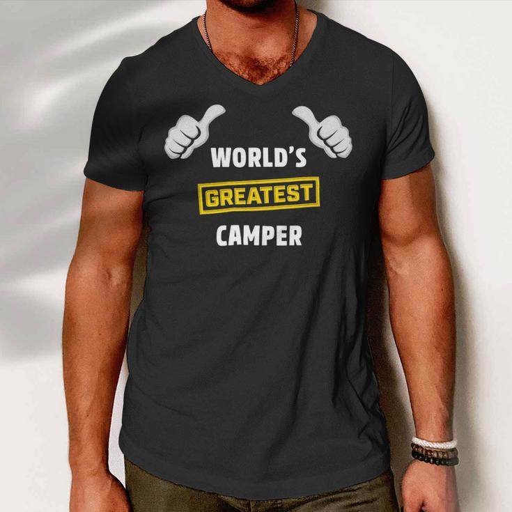 Worlds Greatest Camper Funny Camping Gift CampShirt Men V-Neck Tshirt