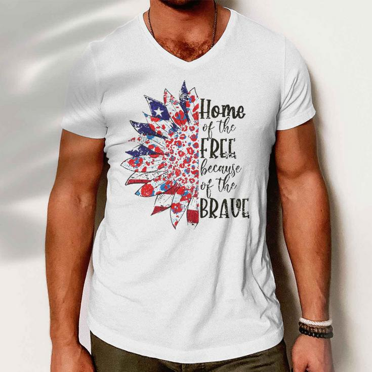 America The Home Of Free Because Of The Brave Plus Size Men V-Neck Tshirt
