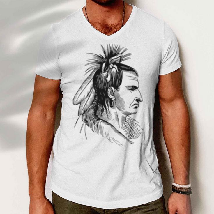 American Native Indian Graphics Men V-Neck Tshirt