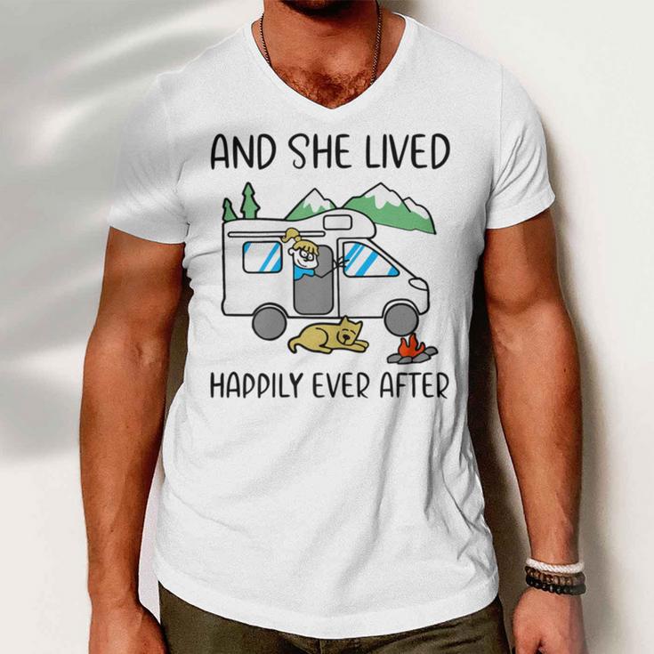 And She Lived Happily Ever After Men V-Neck Tshirt