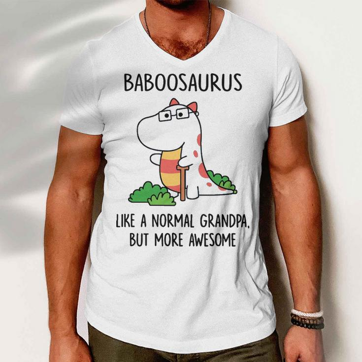 Baboo Grandpa Gift Baboosaurus Like A Normal Grandpa But More Awesome Men V-Neck Tshirt