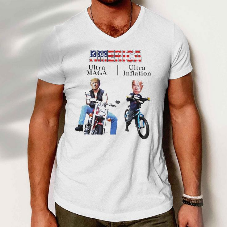 Best America Trump Ultra Maga Biden Ultra Inflation Men V-Neck Tshirt