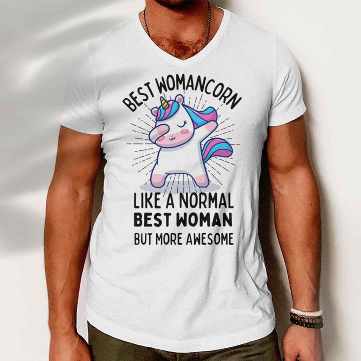 Best Womancorn Funny Unicorn Dabbing Gift Like A Normal Best Woman But More Awesome Men V-Neck Tshirt