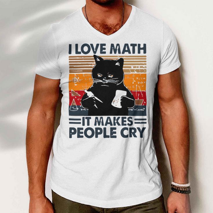 Black Cat I Love Math It Makes People Cry Men V-Neck Tshirt