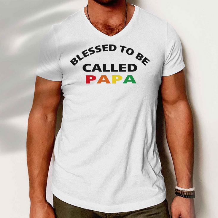 Blessed To Be Called Papa Sticker Men V-Neck Tshirt