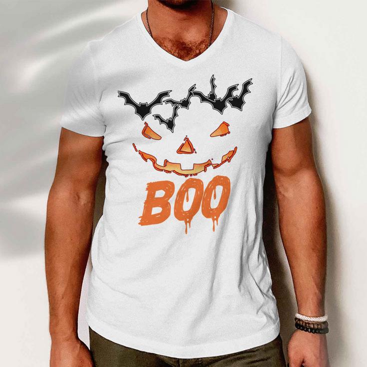 Boo Scary Pumpkin Face Men V-Neck Tshirt