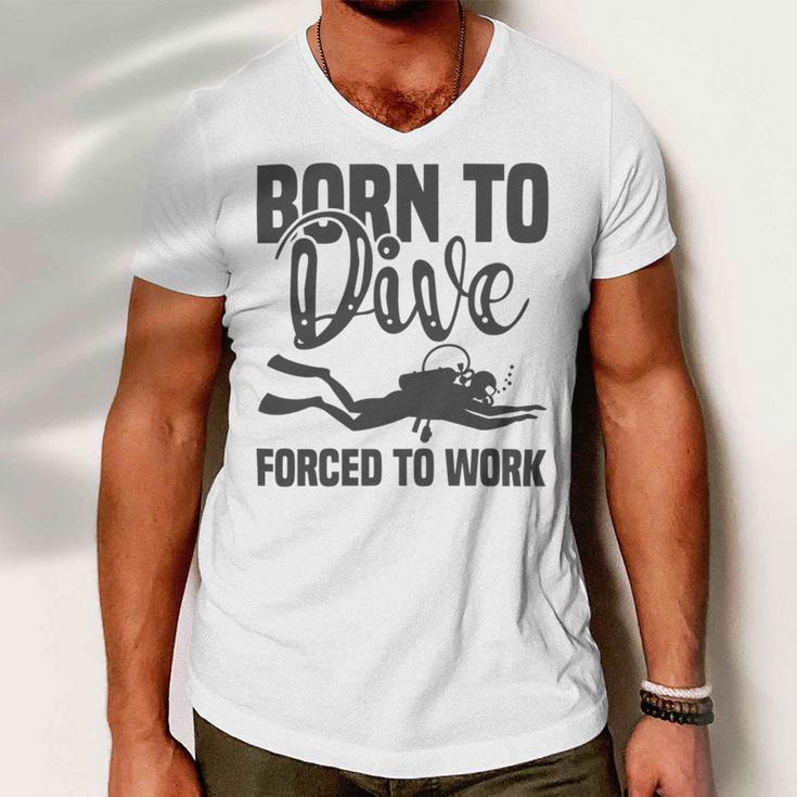 Born To Dive Forced To Work Men V-Neck Tshirt