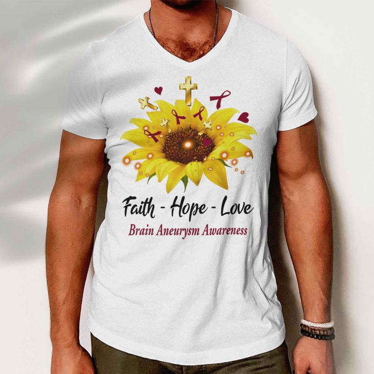 Brain Aneurysm Awareness Faith Hope Love Men V-Neck Tshirt