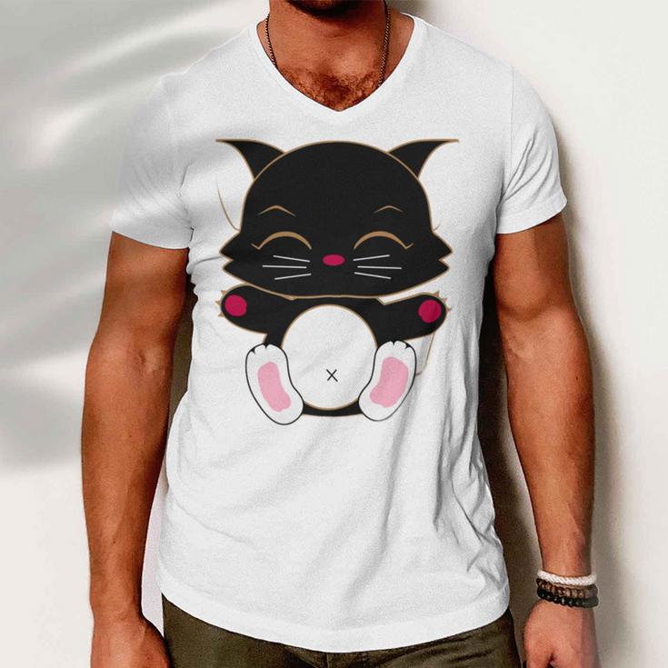 Cat Cut Cat Cat Lovers Black Cat Funny Cat Birthday Cat Gift Cat Danger Kitty Men V-Neck Tshirt