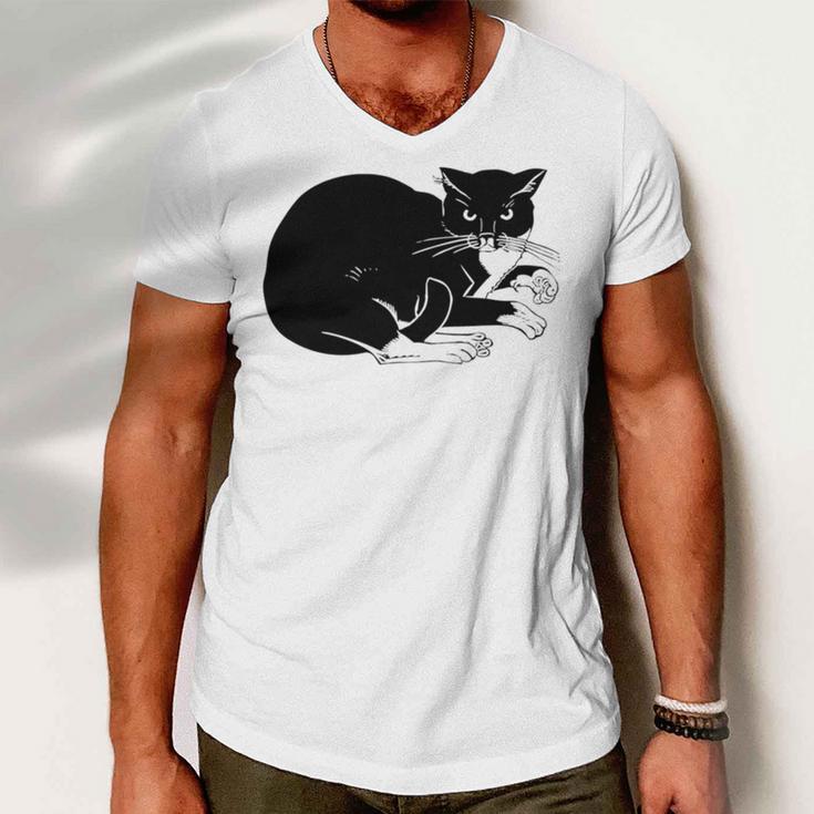 Cat Cut Cat Cat Lovers Black Cat Funny Cat Birthday Cat Gift Cat Danger Kitty V3 Men V-Neck Tshirt