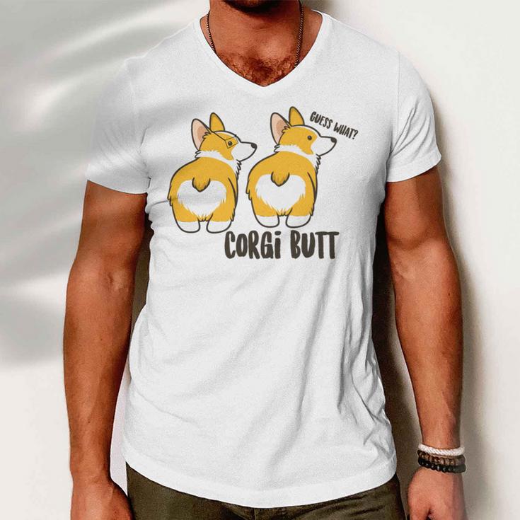 Corgi Set Sticker Design Funny Corgi Set Stickers Men V-Neck Tshirt