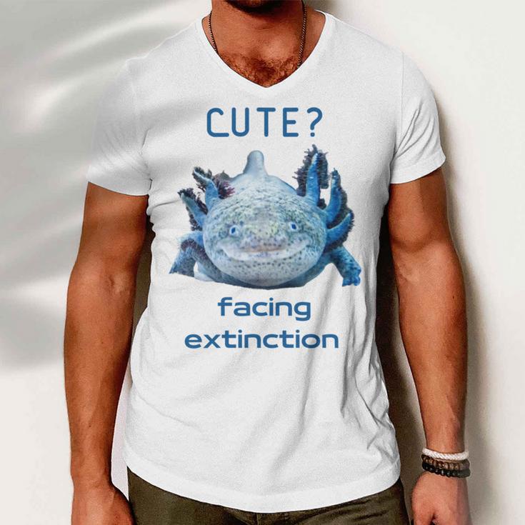 Cute Axolotl Facing Extinction Men V-Neck Tshirt