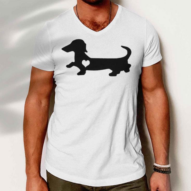 Dachshund Heart Dog Lover Men V-Neck Tshirt