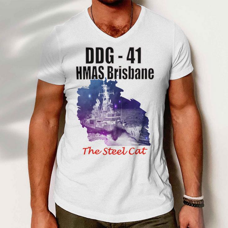 Ddg - 41 Hmas Brisbane Men V-Neck Tshirt