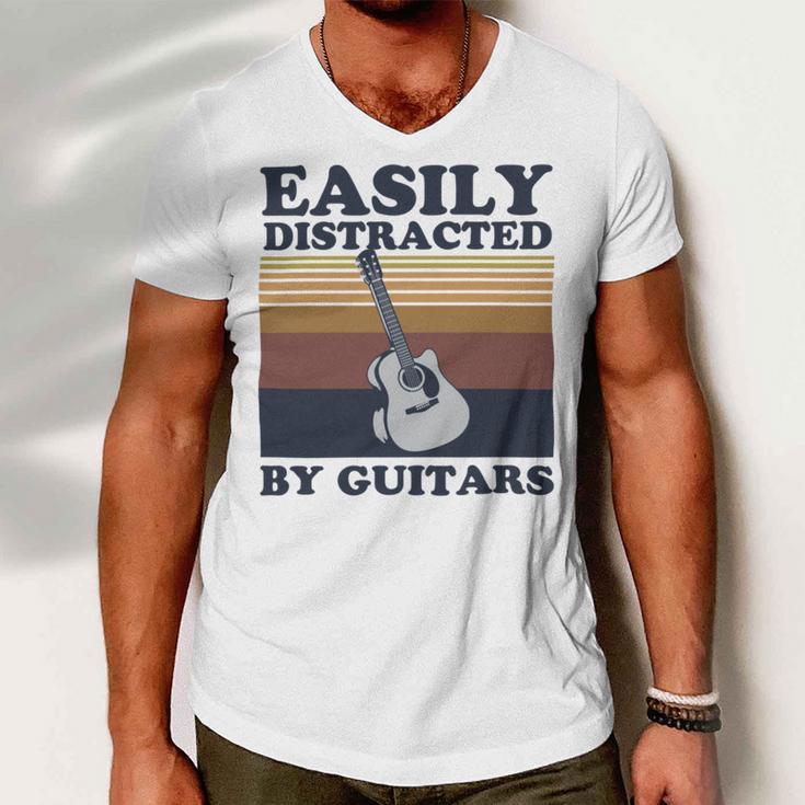 Easily Distracted By Guitars Quote For A Guitar Player Racerback Men V-Neck Tshirt