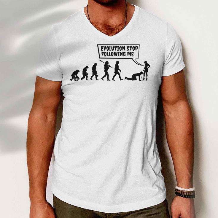 Evolution Stop Following Me Men V-Neck Tshirt