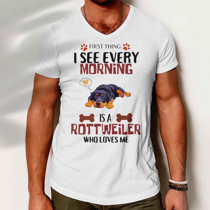 First Thing See Every Morning Is A Rottweiler Who Loves Me Men V-Neck Tshirt