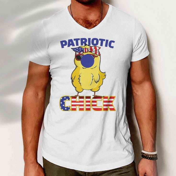 Fourth Of July 4Th Cute Patriotic Chick American Flag Gift Men V-Neck Tshirt