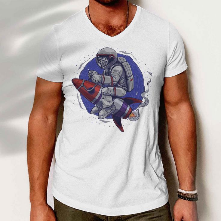 Funny Astronaut Monkey V4 Men V-Neck Tshirt